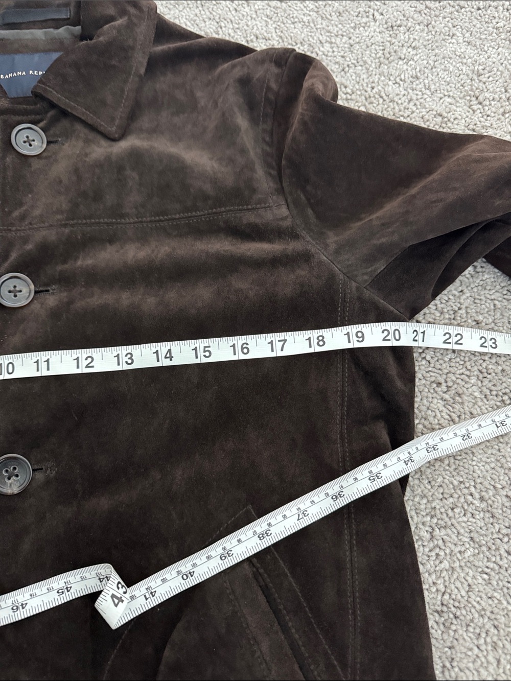 Banana Republic Chocolate Brown Suede Button-Front Barn Jacket - Picture 7 of 11